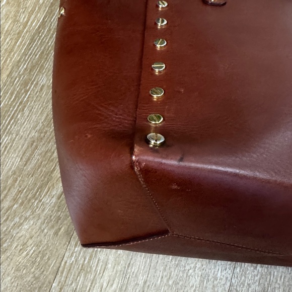 Sandro Paris Abby Cabas Studded Leather Brown Tote Crossbody Bag - Picture 15 of 16